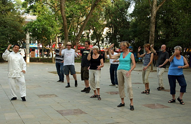 Morning Tai Chi learning in Yangshuo,Guilin