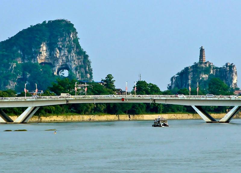 Guilin Chuanshan Park with Tunnel hill and Pagoda Hill