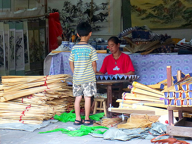 hand-made paper fan in Fuli ancient town,Yangshuo