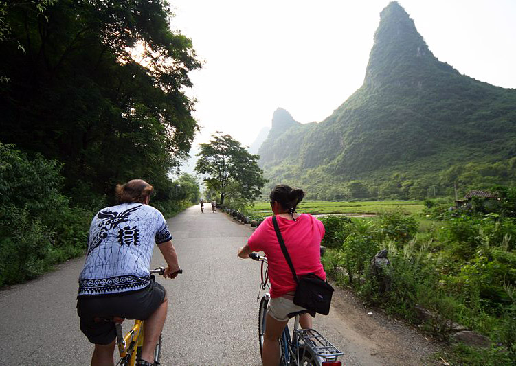 Yangshuo bicycle tour,rural Guilin China