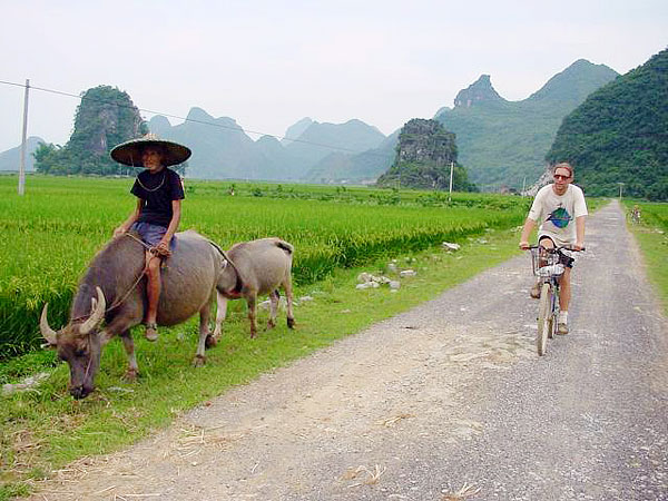 Yangshuo countryside is ideal for biking with peaceful villages