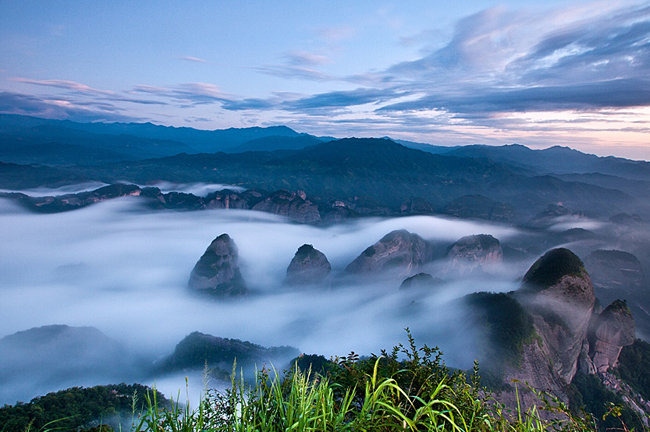 sunset scenery of Bajiaozhai park