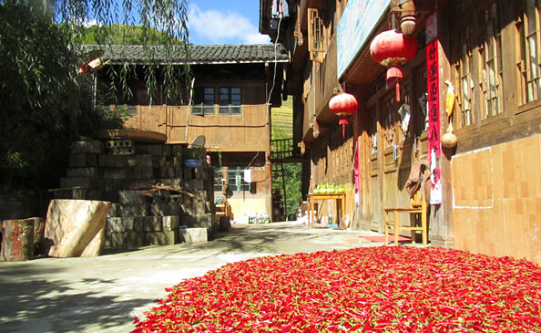 the wooden houses in Longsheng