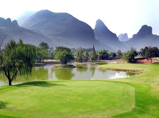 Enjoy playing golf in Guilin with awesome mountain views