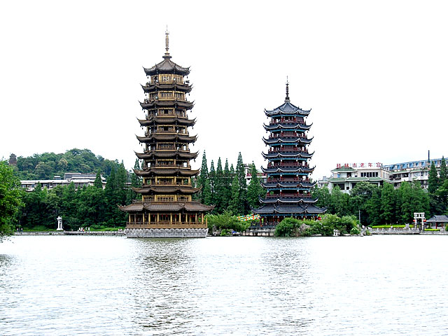The serene central lakes at downtown Guilin