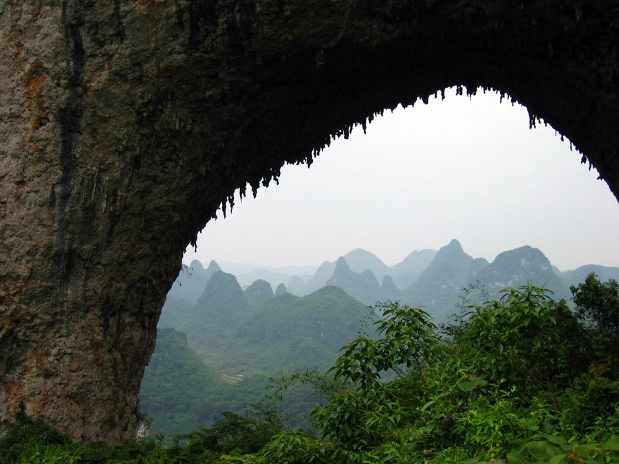 Moon Hill climbing,Yangshuo