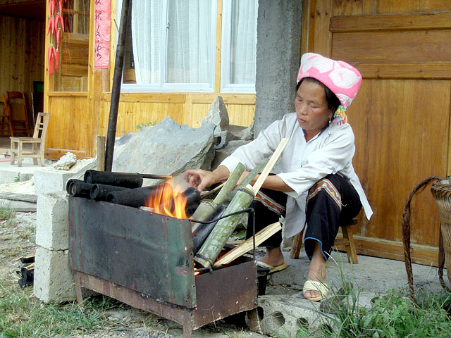 Rice Steamed in Bamboo