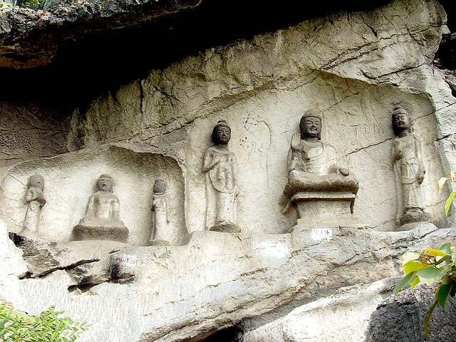 Ancient Buddhist statues in Guilin West Hill Park