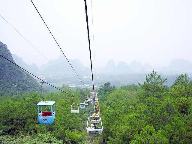 cable cars of Yaoshan mountain in Guilin